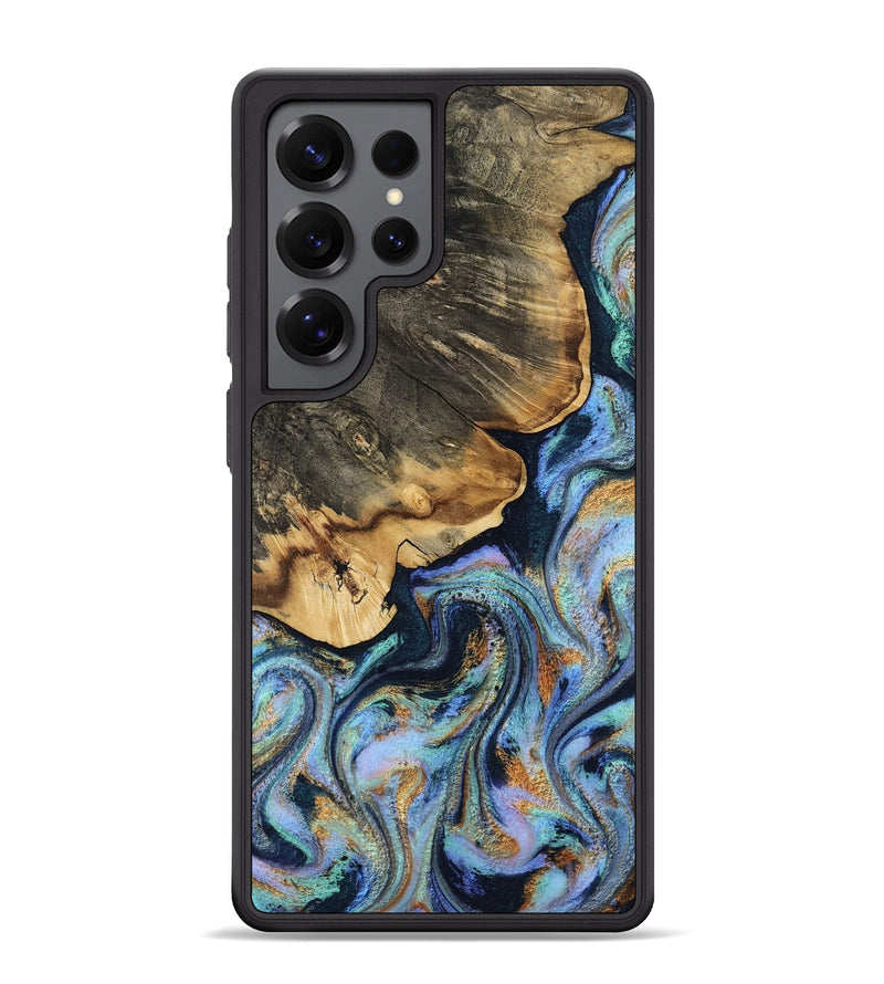 Galaxy S25 Ultra Wood Phone Case - Jesse (Teal & Gold, 812102)