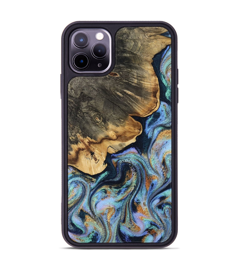 iPhone 11 Pro Max Wood Phone Case - Jesse (Teal & Gold, 812102)