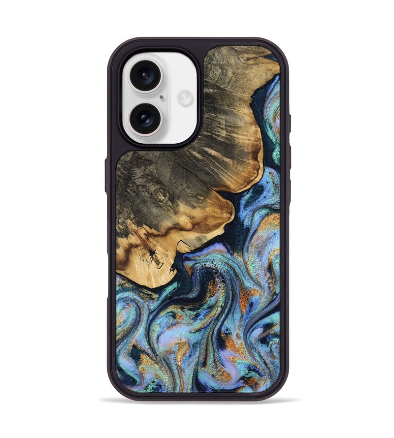 iPhone 17 Wood Phone Case - Jesse (Teal & Gold, 812102)