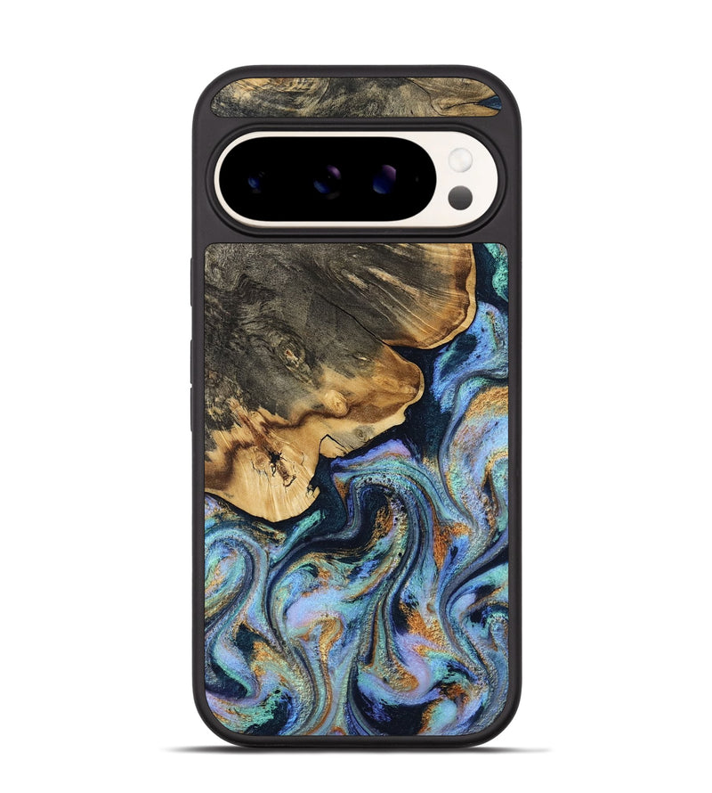 Pixel 9 Pro Wood Phone Case - Jesse (Teal & Gold, 812102)