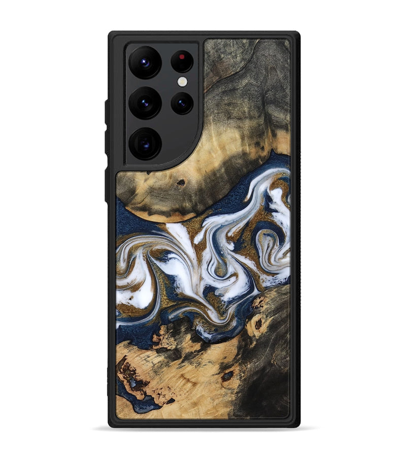 Galaxy S22 Ultra Wood Phone Case - Bettye (Teal & Gold, 812103)