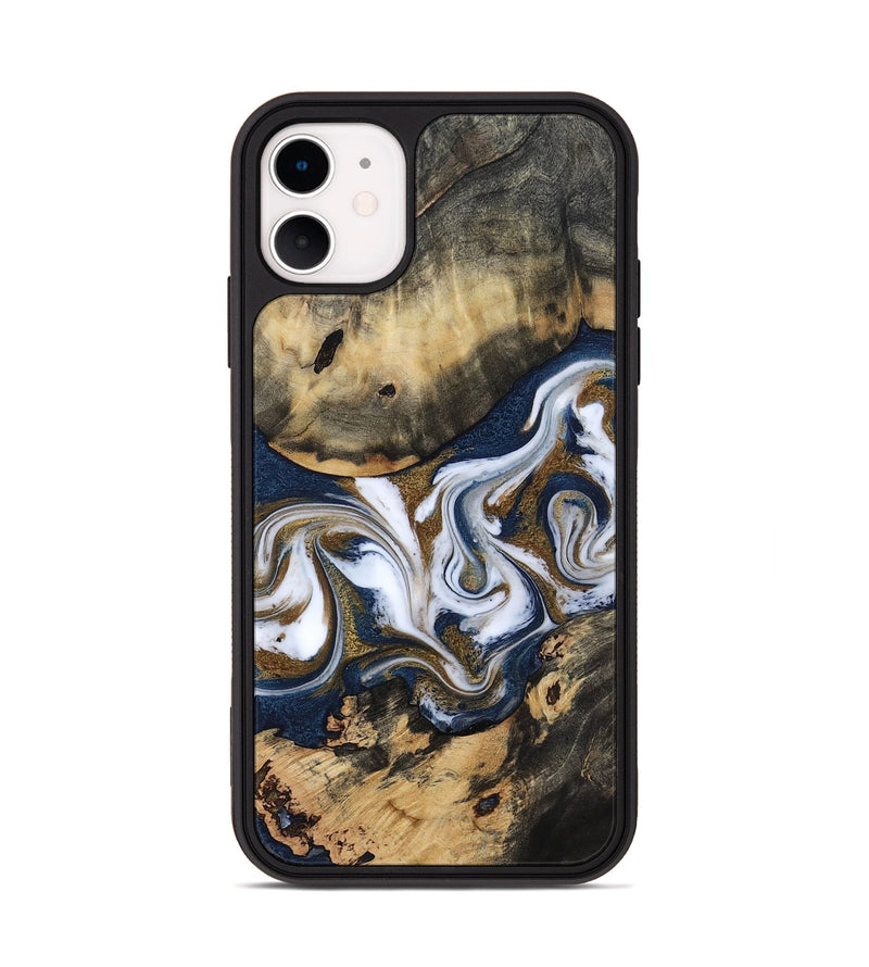iPhone 11 Wood Phone Case - Bettye (Teal & Gold, 812103)