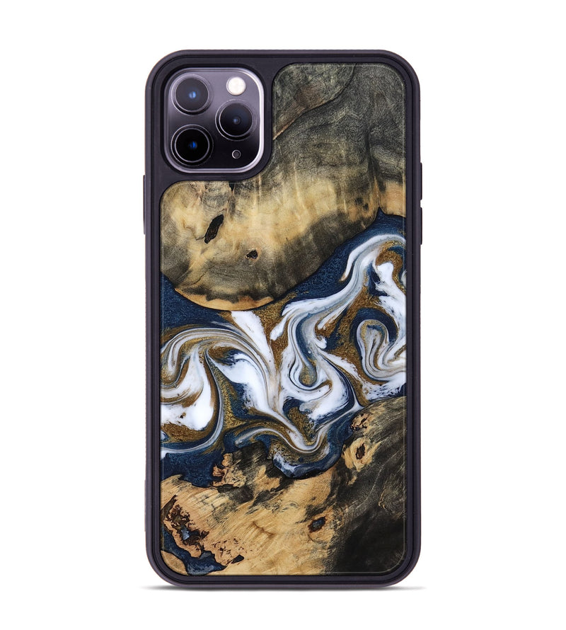 iPhone 11 Pro Max Wood Phone Case - Bettye (Teal & Gold, 812103)