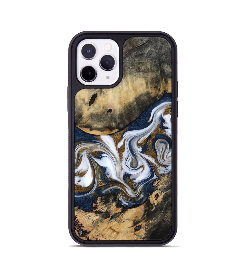 iPhone 11 Pro Wood Phone Case - Bettye (Teal & Gold, 812103)