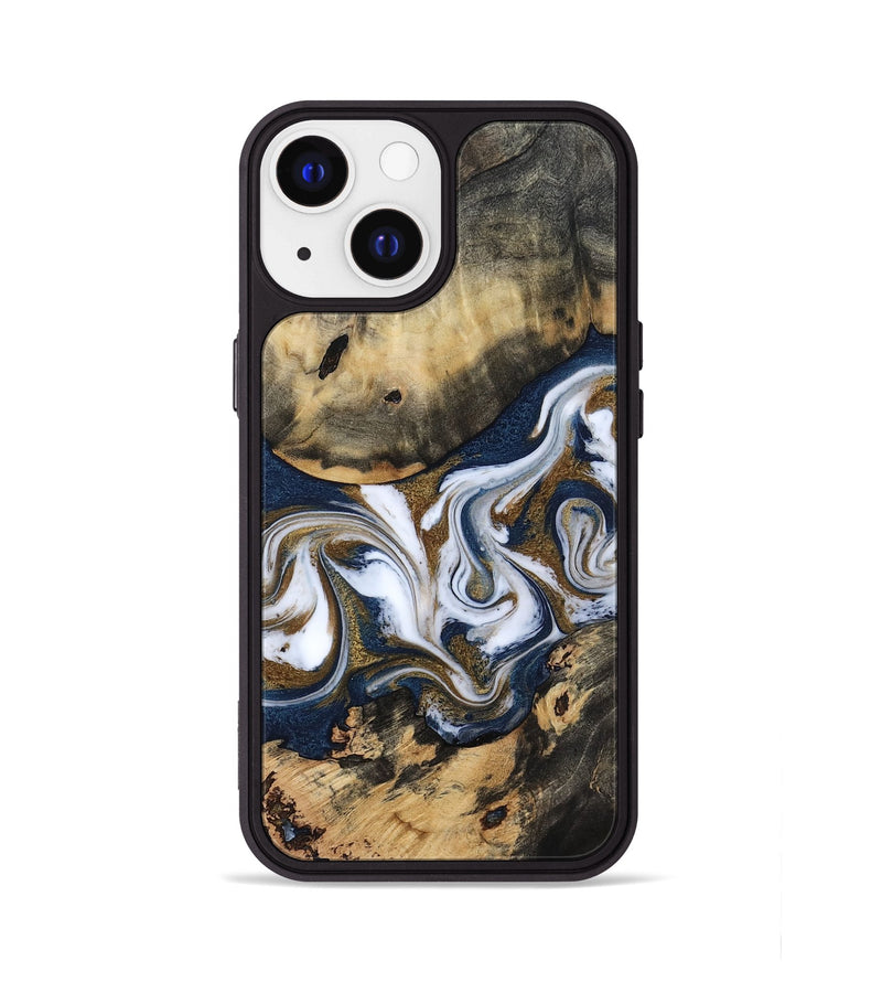 iPhone 13 Wood Phone Case - Bettye (Teal & Gold, 812103)