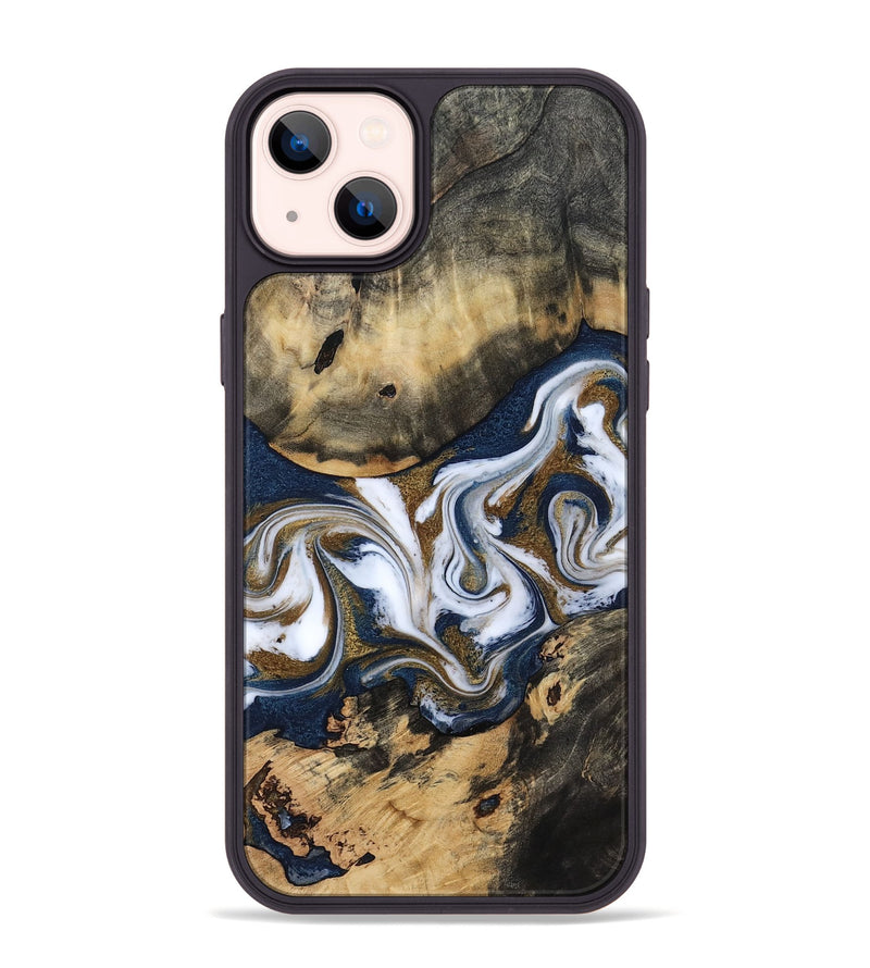 iPhone 14 Plus Wood Phone Case - Bettye (Teal & Gold, 812103)