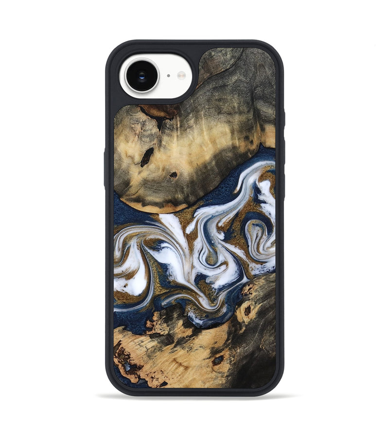 iPhone 16e Wood Phone Case - Bettye (Teal & Gold, 812103)