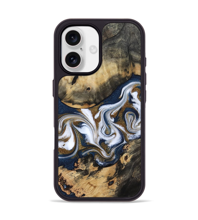 iPhone 17 Wood Phone Case - Bettye (Teal & Gold, 812103)