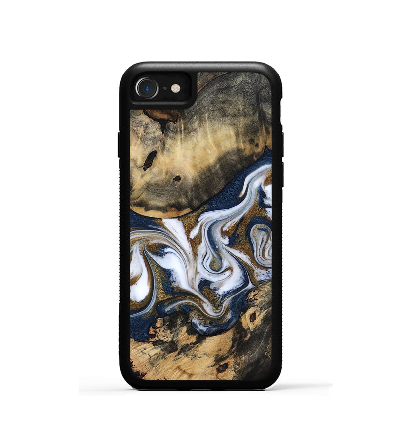 iPhone SE Wood Phone Case - Bettye (Teal & Gold, 812103)