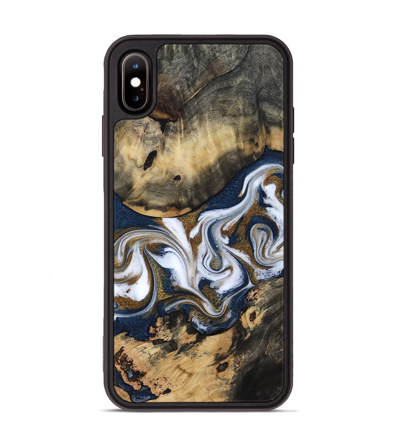 iPhone Xs Max Wood Phone Case - Bettye (Teal & Gold, 812103)