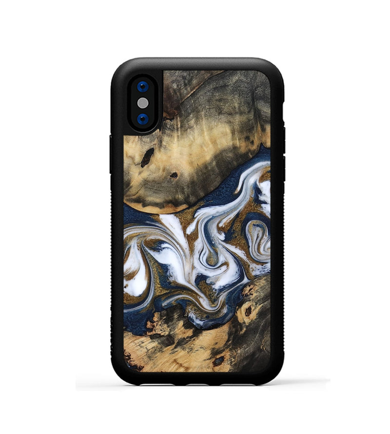 iPhone Xs Wood Phone Case - Bettye (Teal & Gold, 812103)