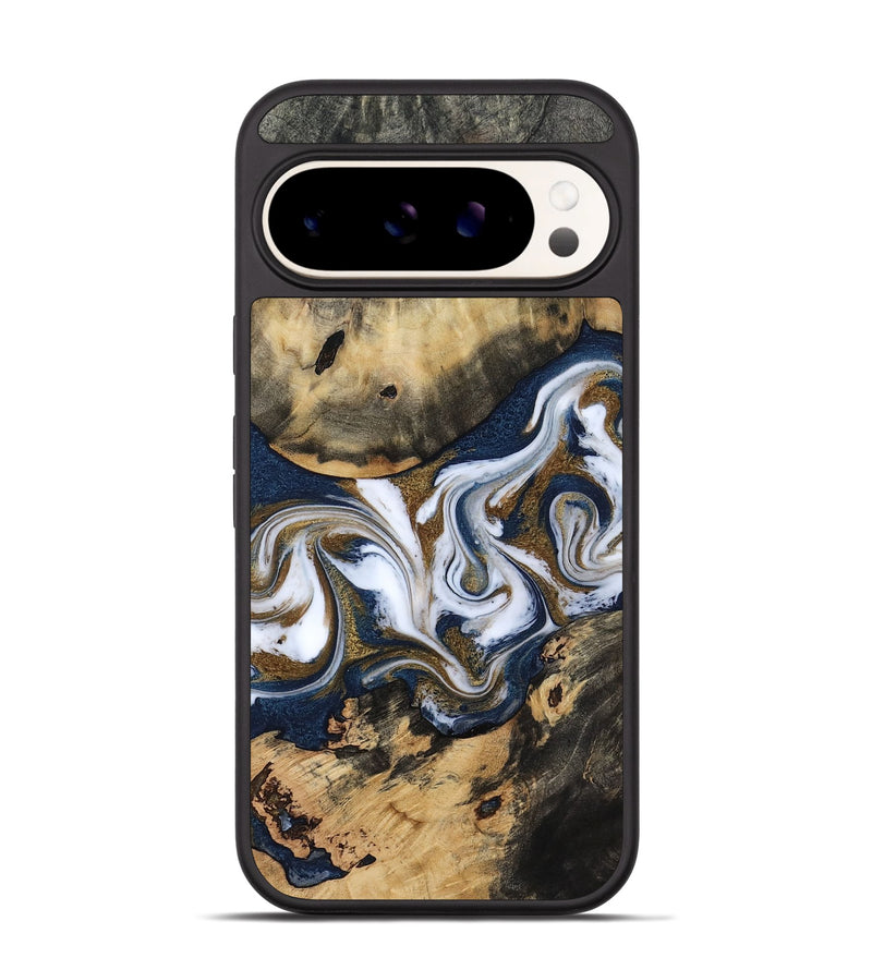 Pixel 9 Pro Wood Phone Case - Bettye (Teal & Gold, 812103)