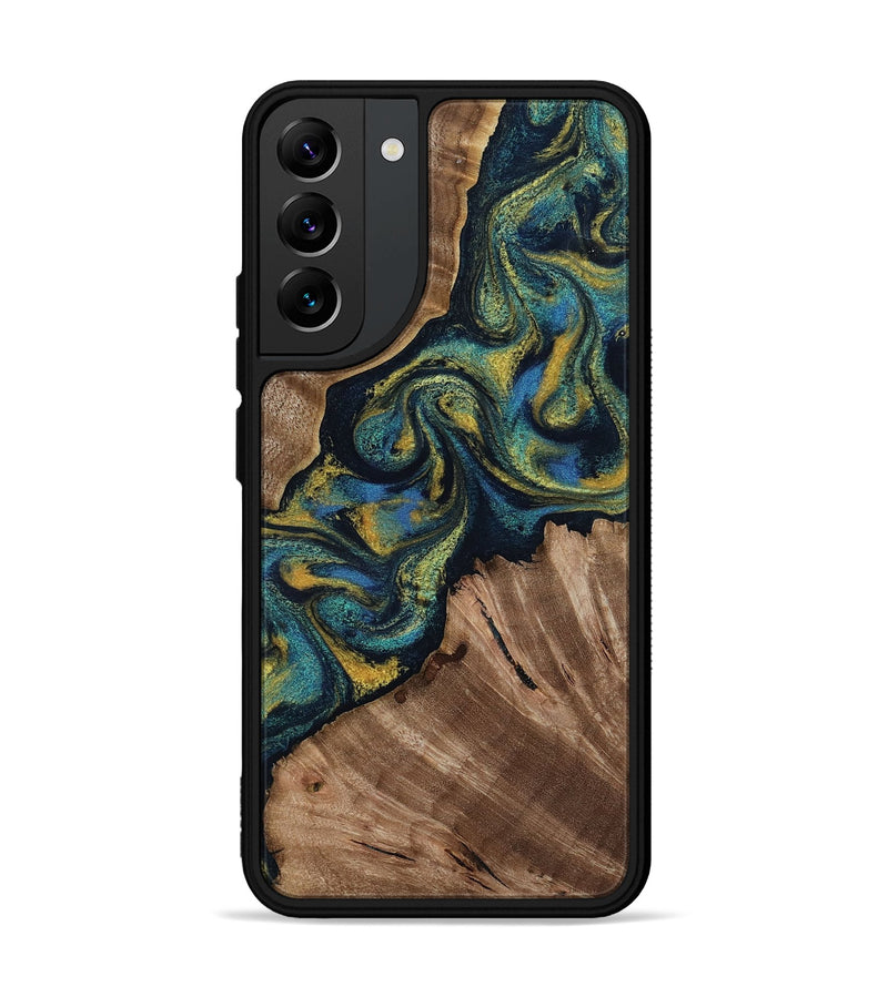 Galaxy S22 Plus Wood Phone Case - Lizette (Teal & Gold, 812104)
