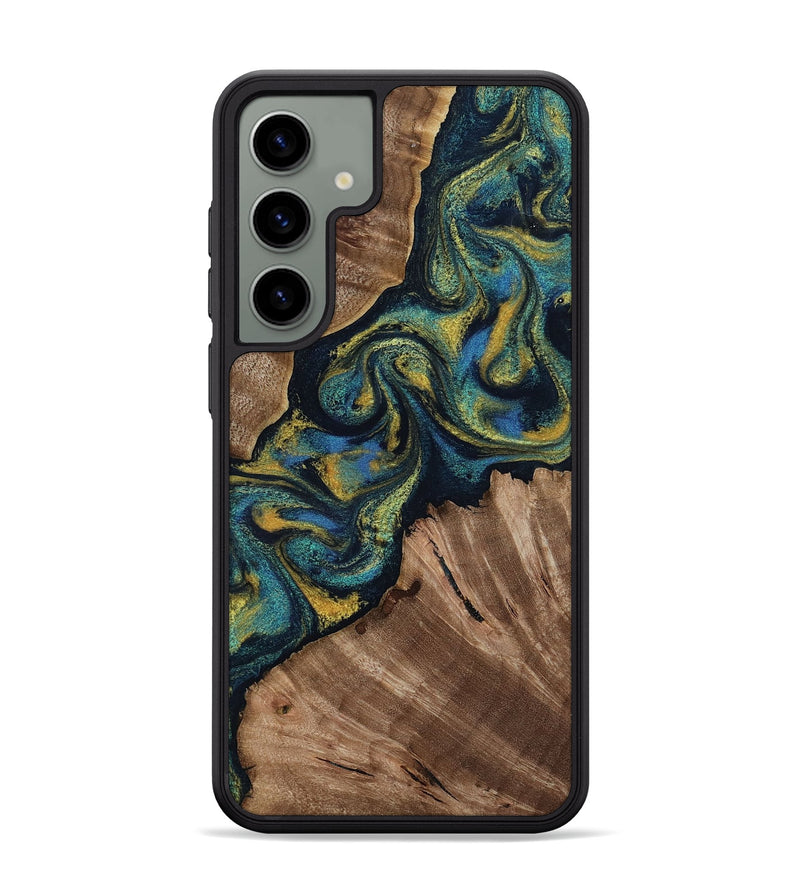 Galaxy S24 Plus Wood Phone Case - Lizette (Teal & Gold, 812104)