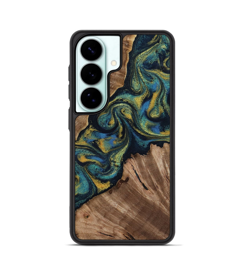 Galaxy S26 Wood Phone Case - Lizette (Teal & Gold, 812104)