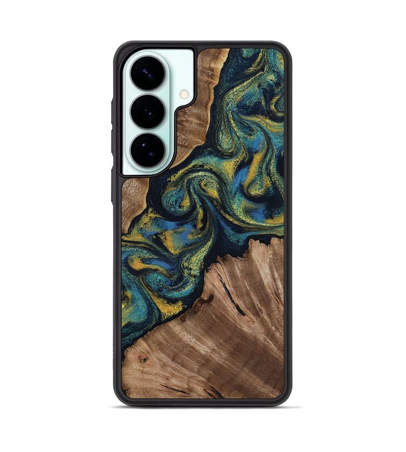 Galaxy S26 Plus Wood Phone Case - Lizette (Teal & Gold, 812104)