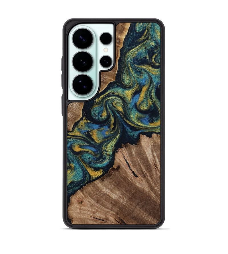 Galaxy S26 Ultra Wood Phone Case - Lizette (Teal & Gold, 812104)