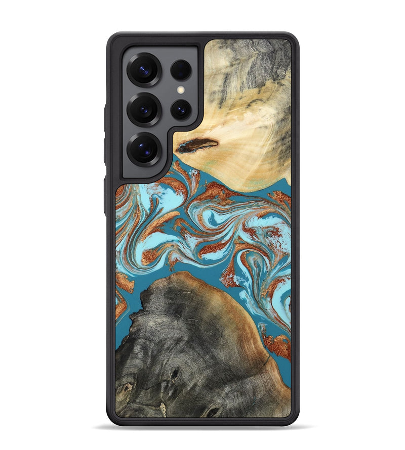 Galaxy S25 Ultra Wood Phone Case - Rheta (Teal & Gold, 812106)