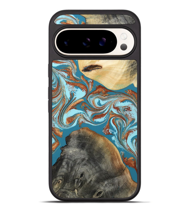 Pixel 10 Pro XL Wood Phone Case - Rheta (Teal & Gold, 812106)