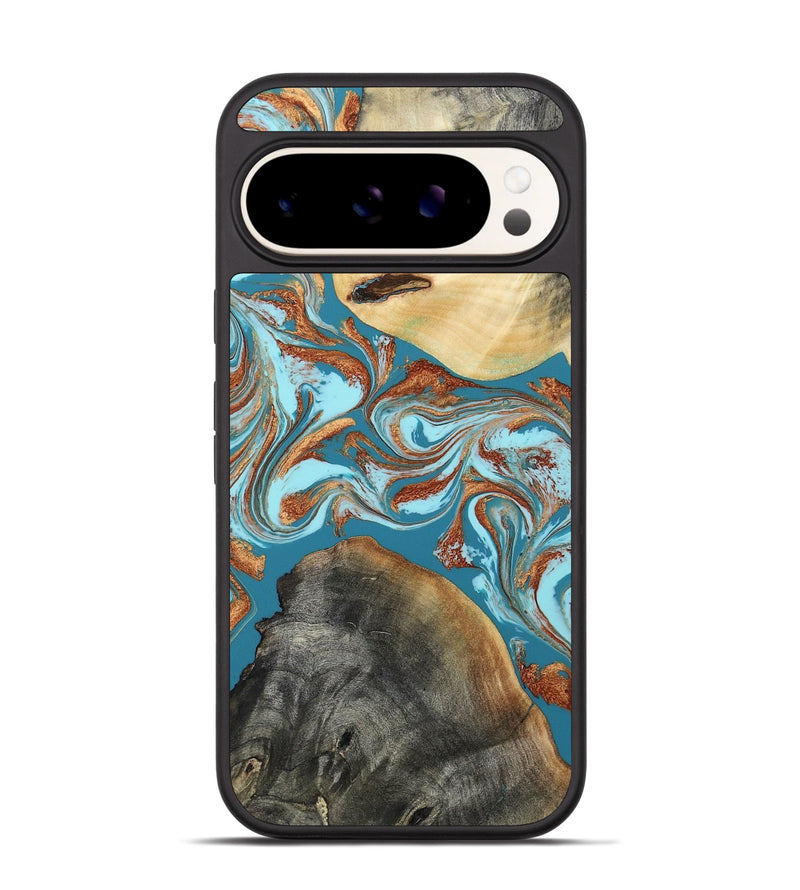 Pixel 9 Wood Phone Case - Rheta (Teal & Gold, 812106)