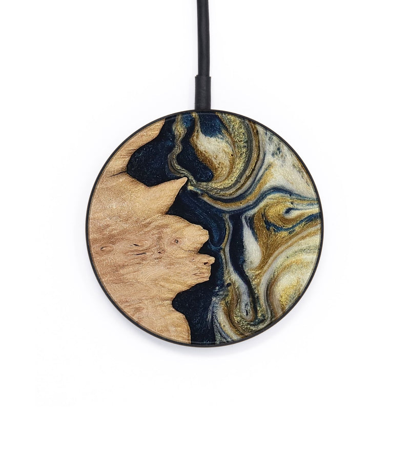 Circle Wood Wireless Charger - Cloe (Teal & Gold, 812108)