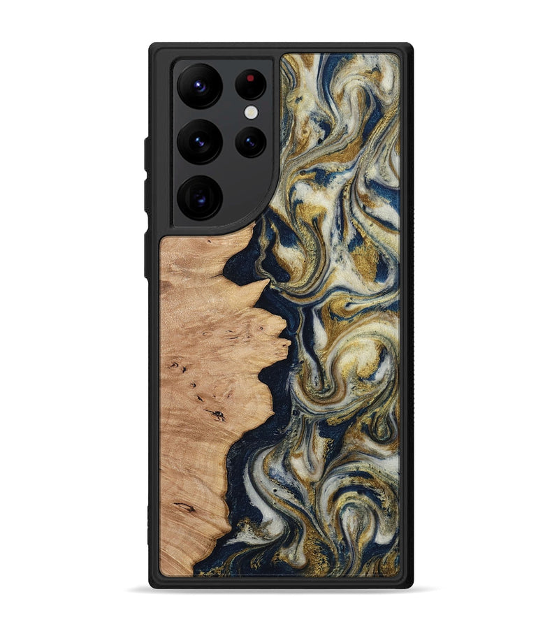 Galaxy S22 Ultra Wood Phone Case - Cloe (Teal & Gold, 812108)