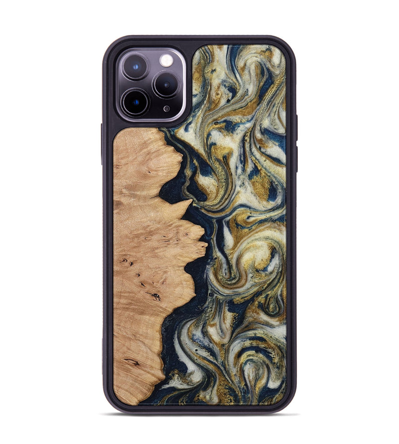 iPhone 11 Pro Max Wood Phone Case - Cloe (Teal & Gold, 812108)