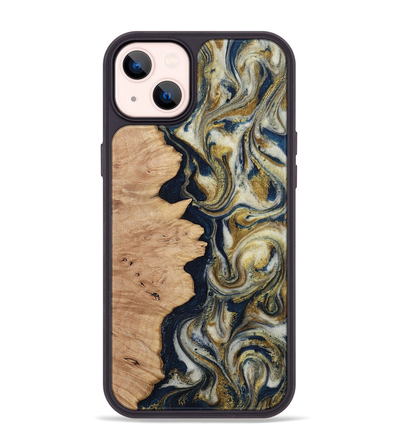 iPhone 14 Plus Wood Phone Case - Cloe (Teal & Gold, 812108)