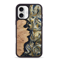 iPhone 16 Plus Wood Phone Case - Cloe (Teal & Gold, 812108)
