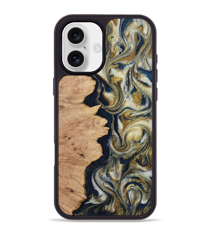 iPhone 16 Plus Wood Phone Case - Cloe (Teal & Gold, 812108)