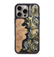 iPhone 16 Pro Max Wood Phone Case - Cloe (Teal & Gold, 812108)