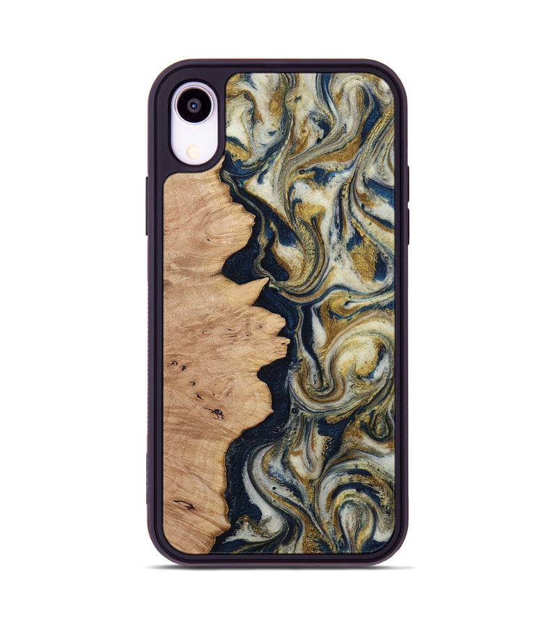 iPhone Xr Wood Phone Case - Cloe (Teal & Gold, 812108)