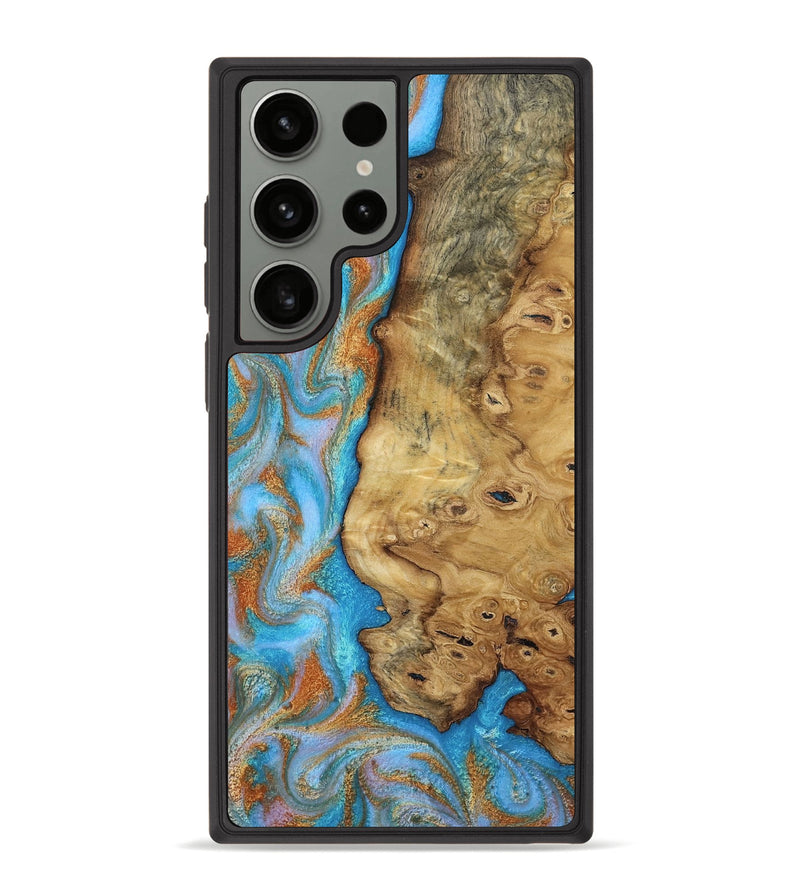 Galaxy S23 Ultra Wood Phone Case - Weldon (Teal & Gold, 812109)