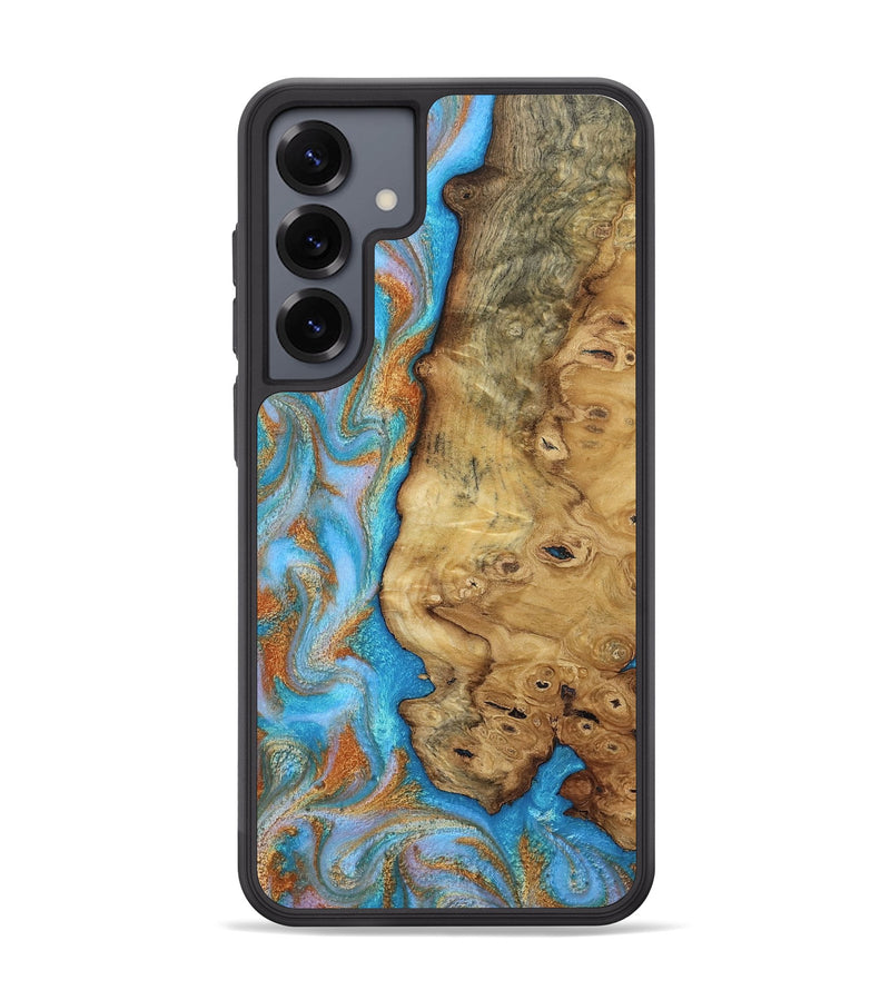 Galaxy S25 Plus Wood Phone Case - Weldon (Teal & Gold, 812109)
