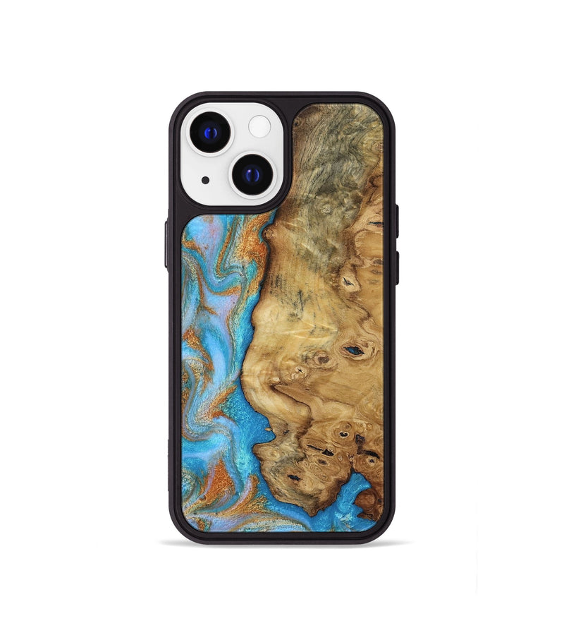 iPhone 13 mini Wood Phone Case - Weldon (Teal & Gold, 812109)