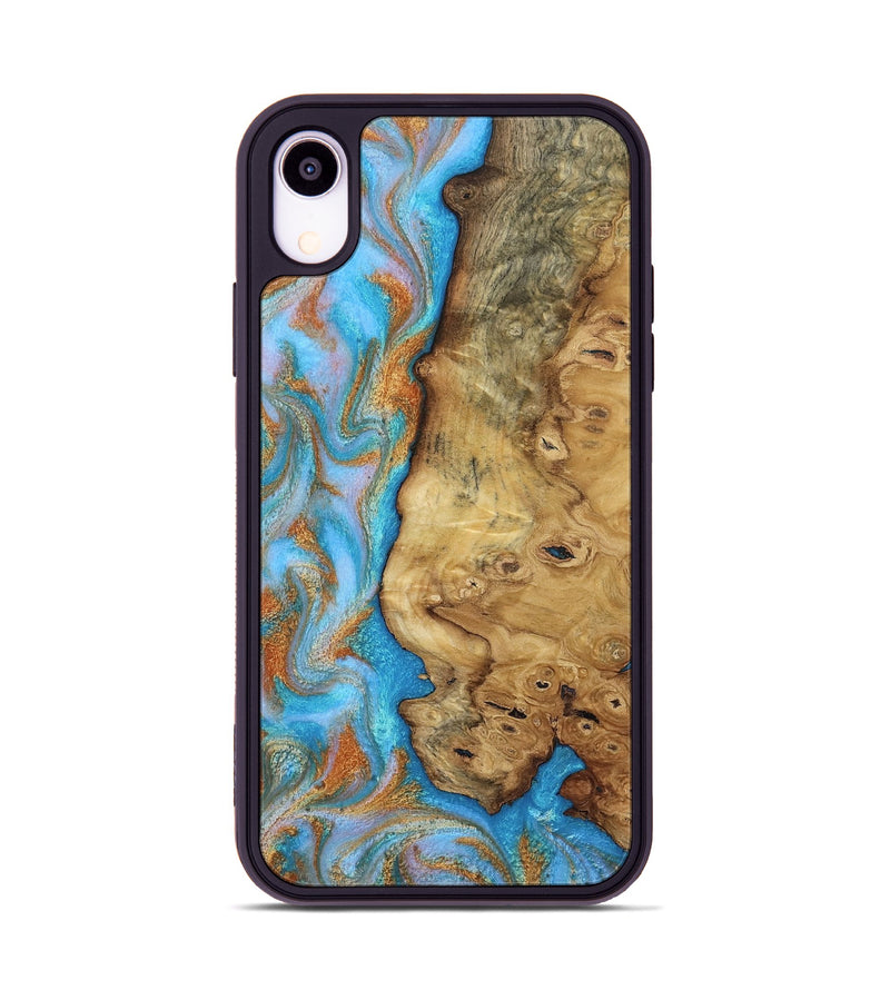 iPhone Xr Wood Phone Case - Weldon (Teal & Gold, 812109)
