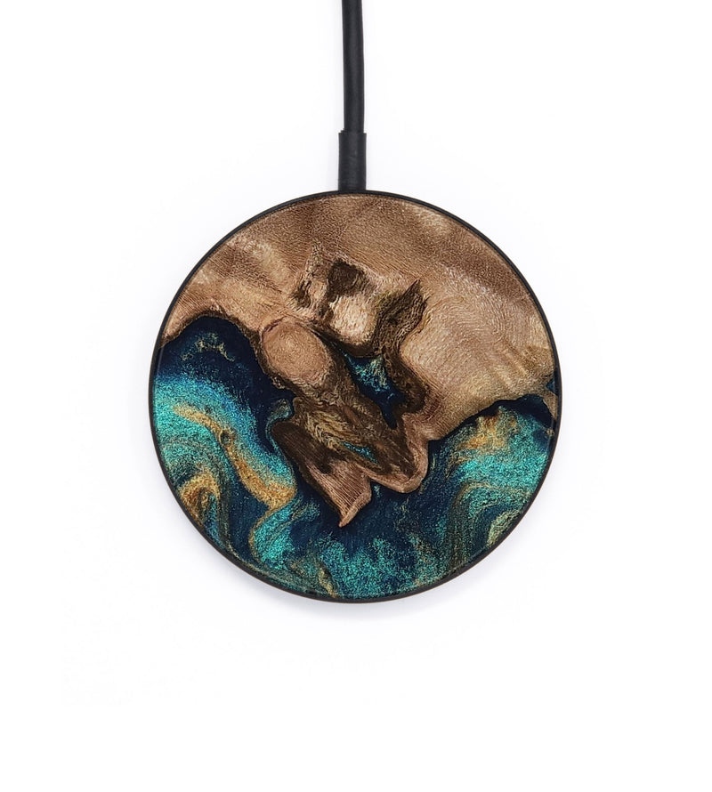 Circle Wood Wireless Charger - Talon (Teal & Gold, 812110)