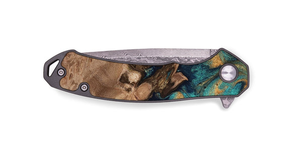 EDC Wood Pocket Knife - Talon (Teal & Gold, 812110)