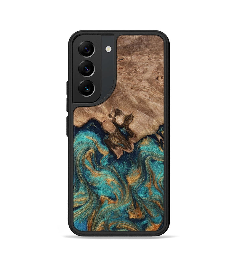 Galaxy S22 Wood Phone Case - Talon (Teal & Gold, 812110)