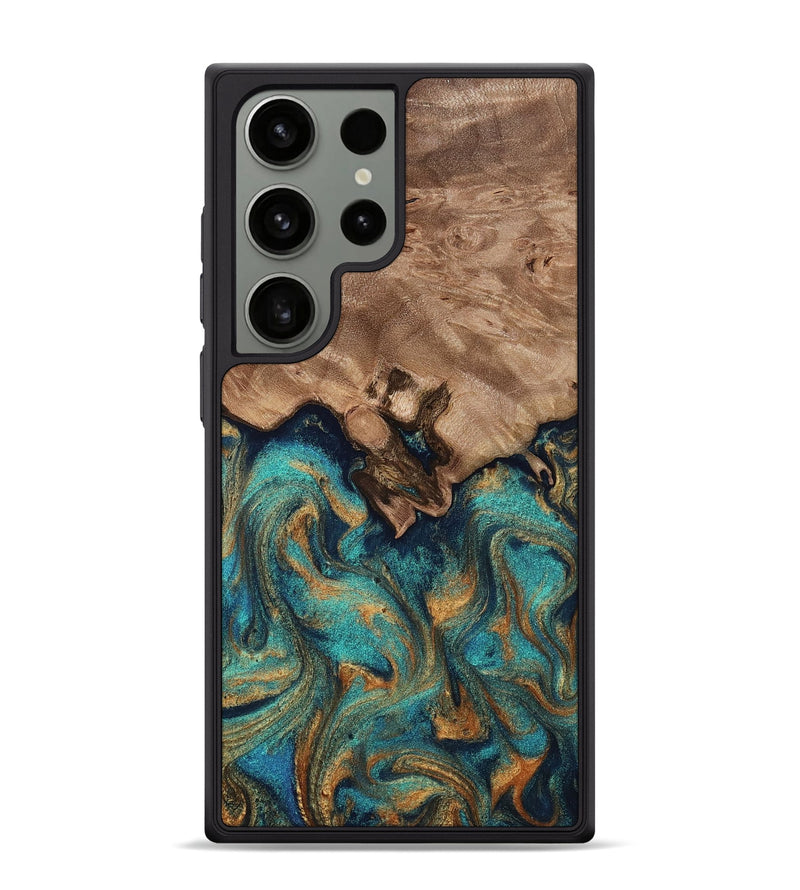 Galaxy S24 Ultra Wood Phone Case - Talon (Teal & Gold, 812110)