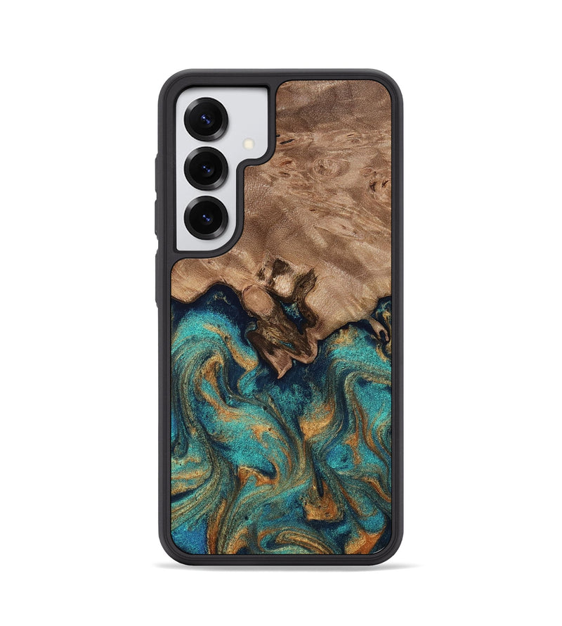 Galaxy S25 Wood Phone Case - Talon (Teal & Gold, 812110)