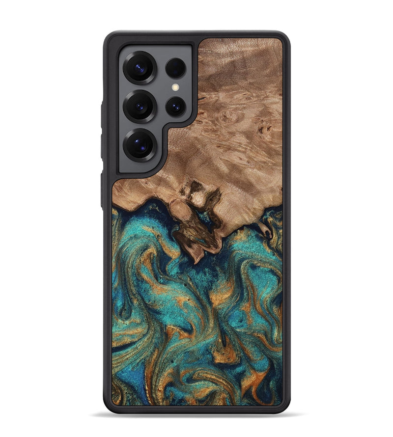 Galaxy S25 Ultra Wood Phone Case - Talon (Teal & Gold, 812110)