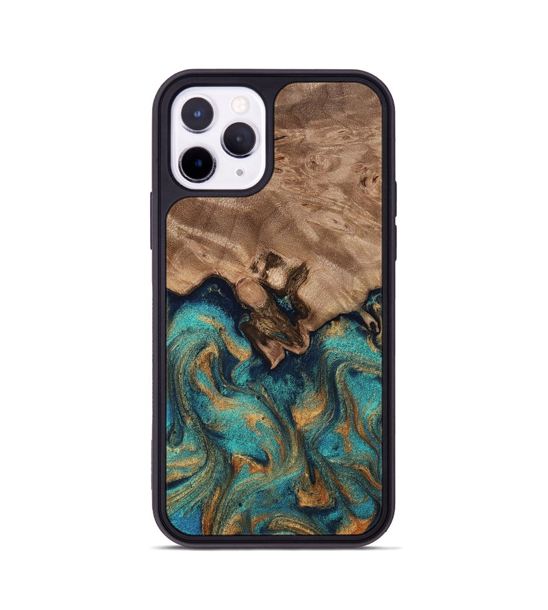 iPhone 11 Pro Wood Phone Case - Talon (Teal & Gold, 812110)