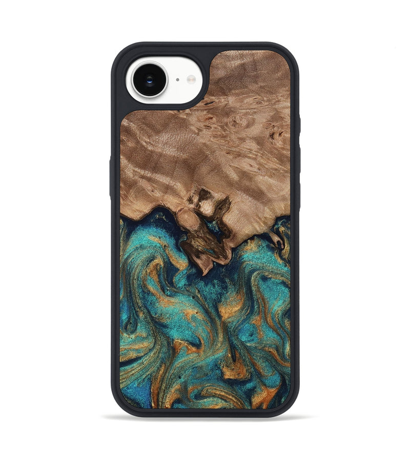iPhone 16e Wood Phone Case - Talon (Teal & Gold, 812110)