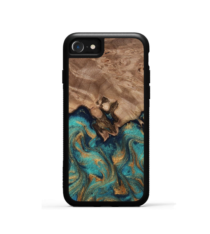 iPhone SE Wood Phone Case - Talon (Teal & Gold, 812110)