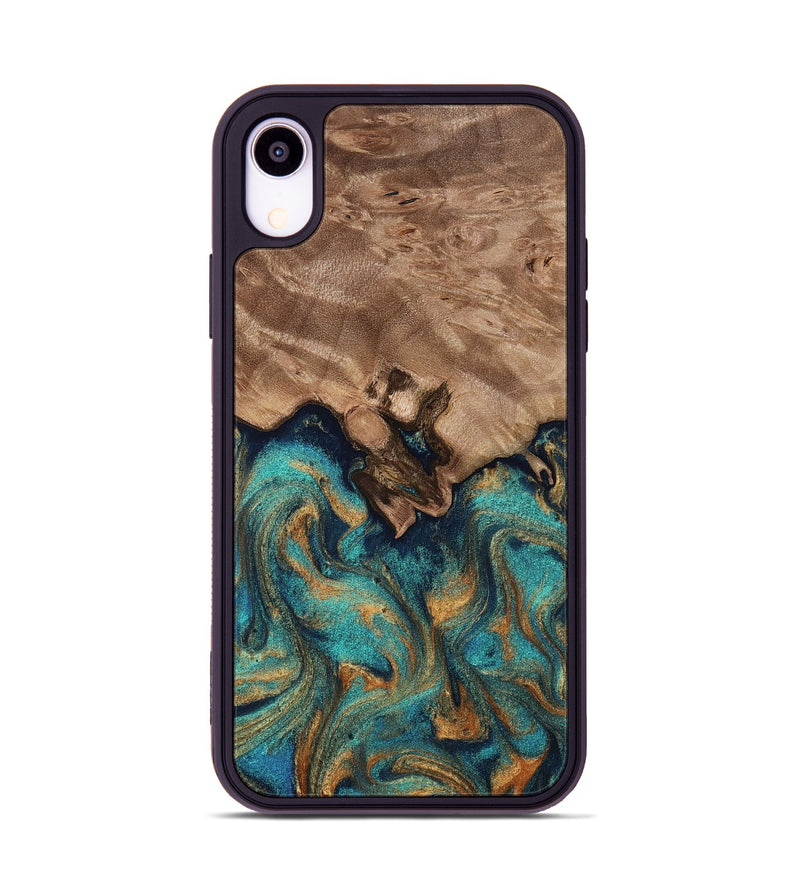 iPhone Xr Wood Phone Case - Talon (Teal & Gold, 812110)