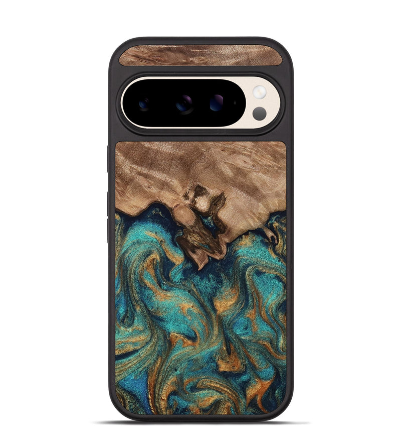 Pixel 10 Wood Phone Case - Talon (Teal & Gold, 812110)