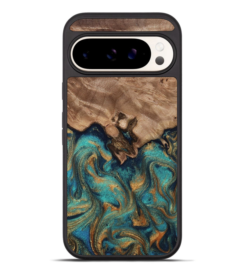 Pixel 10 Pro XL Wood Phone Case - Talon (Teal & Gold, 812110)