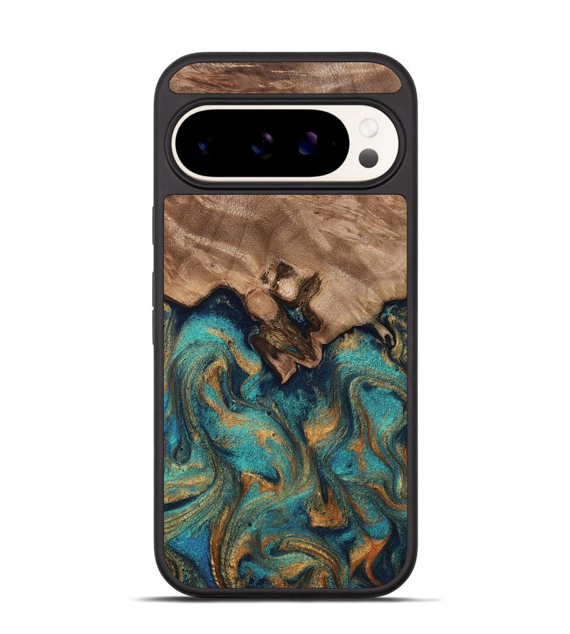 Pixel 9 Pro Wood Phone Case - Talon (Teal & Gold, 812110)