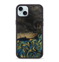 iPhone 15 Plus Wood Phone Case - Kaizen (Teal & Gold, 812113)